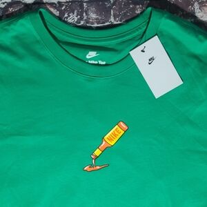 Nike Green Tee with Orange Graphic